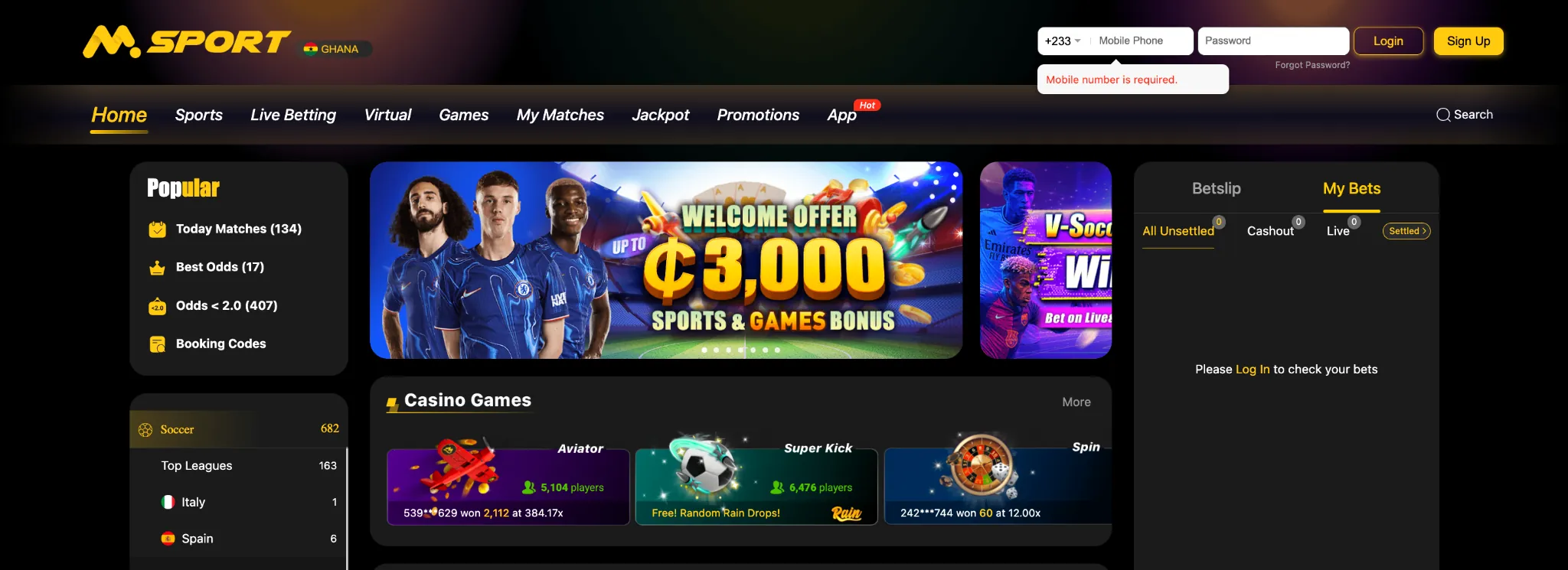 MSport Ghana Main Banner