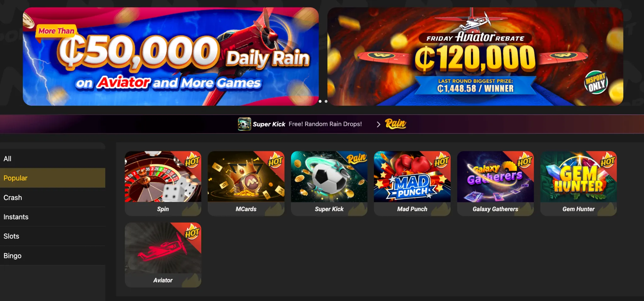 Variety of MSport Casino Games Showcase